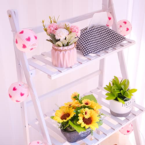 Rjzz Pink Lantern String Lights Globe String Lights 9.4Ft Ball String Lights With Heart Bed Decor Lights Battery Operated 10 Count For Girls Bedroom Decor, Proposal, Wedding, Party, Nursery #TOP1