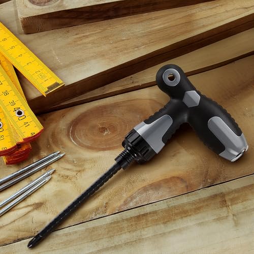Leriton 3-in-1 T Handle Ratchet Screwdriver Ratcheting T Handle Bit Driver Cross and Slotted Flat Head Screwdriver with Magnetic Adjustable Extension for Repair Furniture Computer Bicycle Tool by Leriton - Image 6