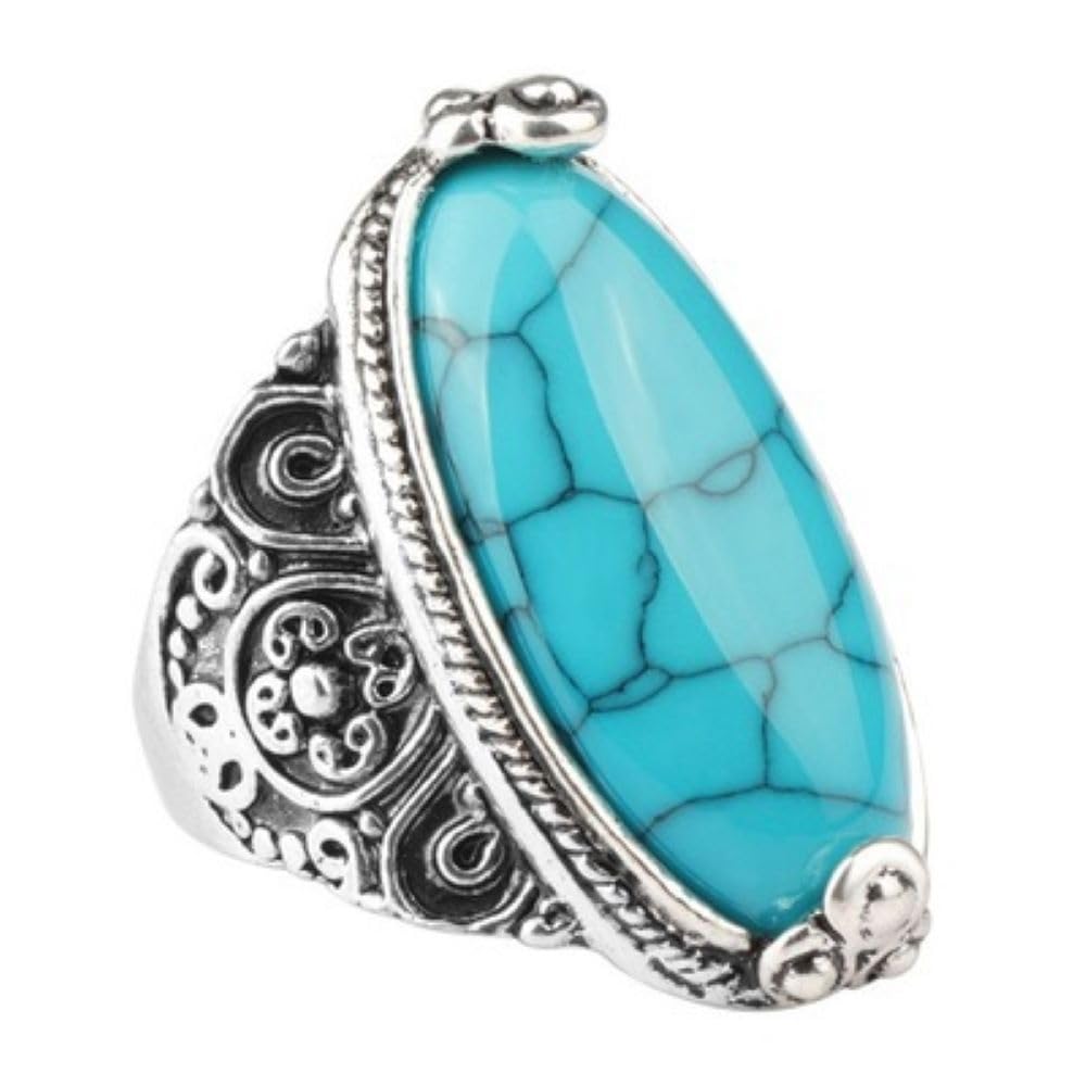 Bague turquoise en argent gravé : l'éclat de l'artisanat bohème chic