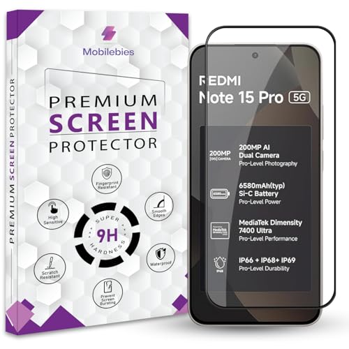 Image of Premium Tempered Glass Screen Protector Guard For Redmi Note 15 Pro 5G (6.83 Inch, Pack of 1) | Edge to Edge Coverage With Easy to installation kit