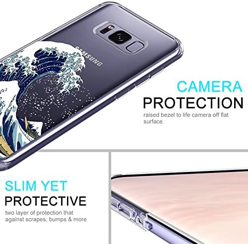 Galaxy S8 Case, Galaxy S8 Clear Case, MOSNOVO Tokyo Wave Pattern Clear Design Printed Transparent Plastic Hard Back Phone Case with TPU Bumper Protective Case Cover for Samsung Galaxy S8 (2017)