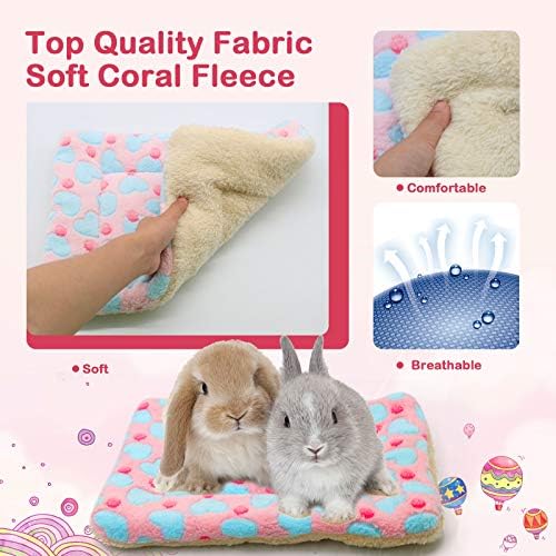 RANYPET Small Animal Bed 2PCS - Rabbit Bed House Winter Warm Fleece Sleep Pad for Squirrel Hedgehog Bunny Chinchilla and Other Small Animals, Random Color