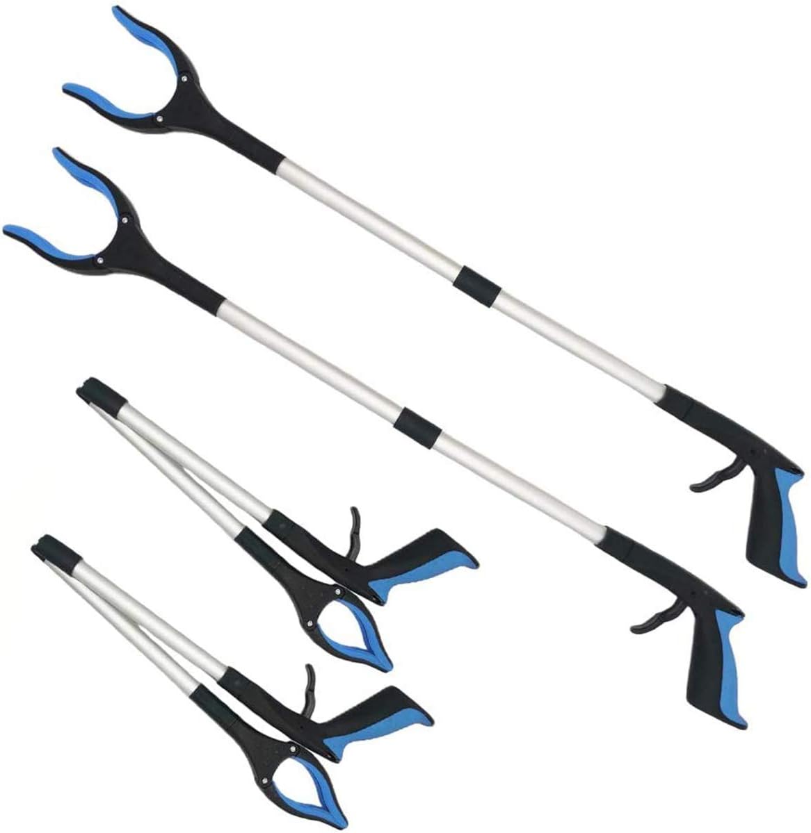 2 Pack Litter Pickers,32 Inch Lightweight Grabber Reacher Tool for Elderly, Extra Long Handy Trash Picker Upper Claw Grabber (New Blue)