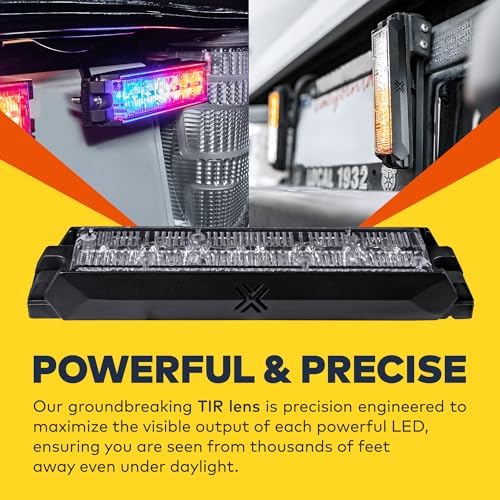 LAMPHUS 4pc NanoFlare 5" 6W Amber White LED Surface Mount Police Grill Strobe Warning Lights [SAE Class 1] Yellow Clear Grille Flashing Emergency Fire Lights for Servcice Work Truck Vehicle - 2