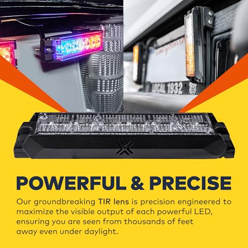 Image of 4pc NanoFlare 5 inch 6W Red White LED Surface Mount Police Grill Strobe Warning Lights [SAE Class 1] [Sync-able Modes] 12V Grille Flashing Emergency Fire Lights for EMS Firefighter Responder Vehicle Truck