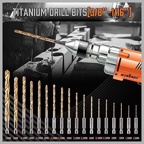 Horusdy Impact Drill Bit Set, 112-Pieces 1/4" Hex Shank Impact Driver Bits & Screwdriver Bits Set For Screw Driving And Wood Metal Cement Drilling #TOP3