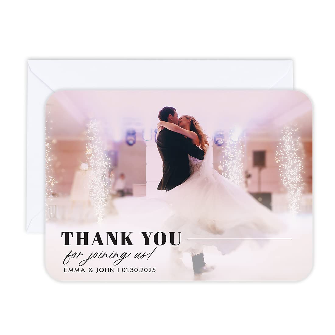 Andaz Press Personalized 5x7-Inch Photo Thank You Cards with Envelopes, Thank You For Joining Us Wedding Thank You Card with Message, Custom Photo,