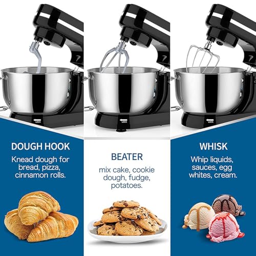 KHZKHC Food Mixer, Household Stand Mixer, Electric Dough Maker, 1000W Powerful Motor, 8 Gear Speed Adjustable,With 5Qt Stainless Steel Bowl, Dough Hook, Beater, for Restaurant, Kitchen - Image 3