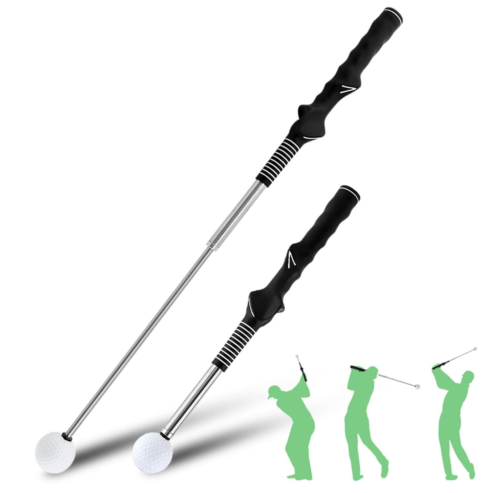 Kakalote Golf Swing Trainer Aid, Retractable Golf Swing Trainer Golf Practice Stick Golf Accessories for Power & Grip Training(Black)