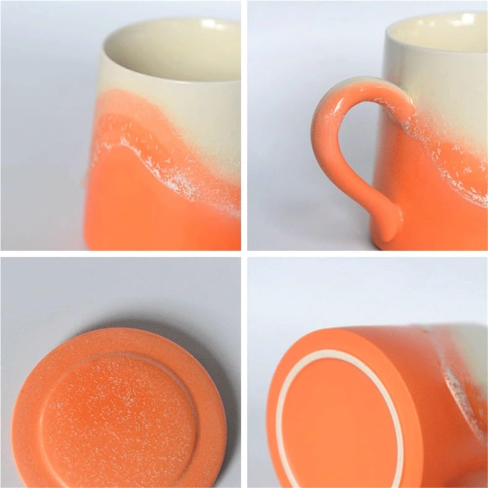 Kubek do herbaty Zestaw kubków pomarańczowych 1 szt., ceramiczny kubek do kawy z pokrywką, pojemność 11,5 uncji dla mężczyzn i kobiet, biura, latte, styl amerykański