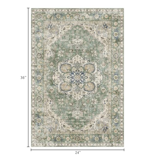 Image of LUXRUG 2x3 Rugs for Entryway - Washable Doormat Sage Green Kitchen Rugs