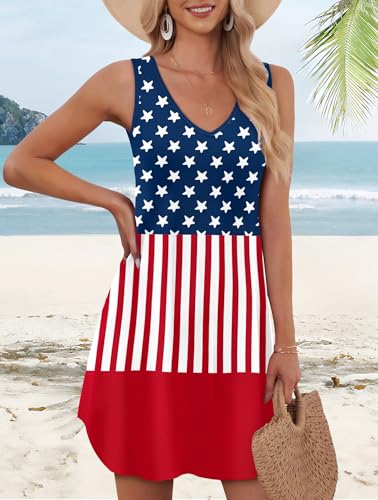Image of Aokosor Womens Summer Dresses 2026 Loose V Neck Sleeveless Dress Sundresses Swimsuit Coverup Vacation Outfits