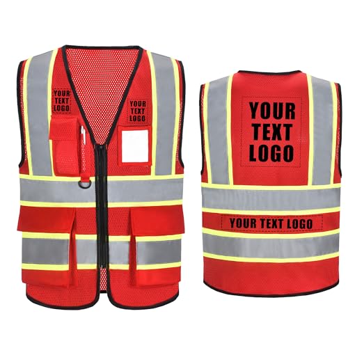 Image of A-SAFETY Mesh High Vis Vest, Reflective Construction Vest with Pockets