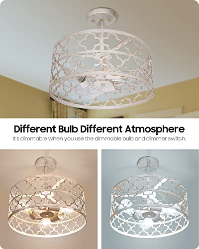 Ym Sky Semi Flush Mount Ceiling Light Fixture, Modern Farmhouse Lighting 6-Level Height, Antique White Finish Ceiling Lamp For Kitchen, Dining Room, Hallway, Bedroom, Living Room - 16 Inch #TOP3