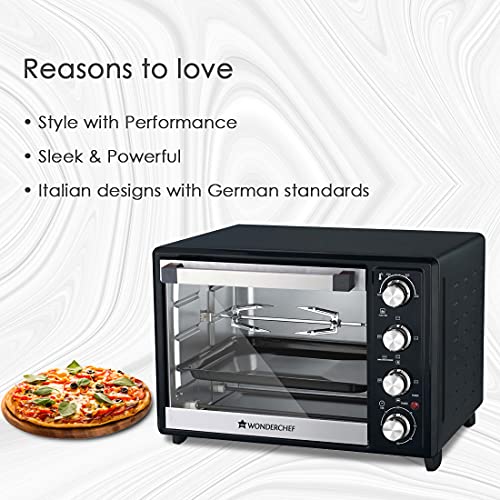Image of Wonderchef Oven Toaster Griller (OTG) 32 Litres, Stainless Steel With Rotisserie, Auto Power-Off With Bell, Heat Resistant Glass Window