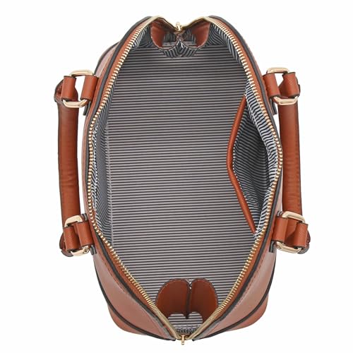 Image of FashionPuzzle Zip-Around Saffiano Classic Dome Satchel