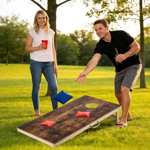 Image of Sportdo 4x2 ft Solid Wood Cornhole Set with 8 Bean Bags, Regulation Size Cornhole Board Set for Adults, Cornhole Game Set for Tailgate Backyard Toss Games Indoor&Outdoor Activities