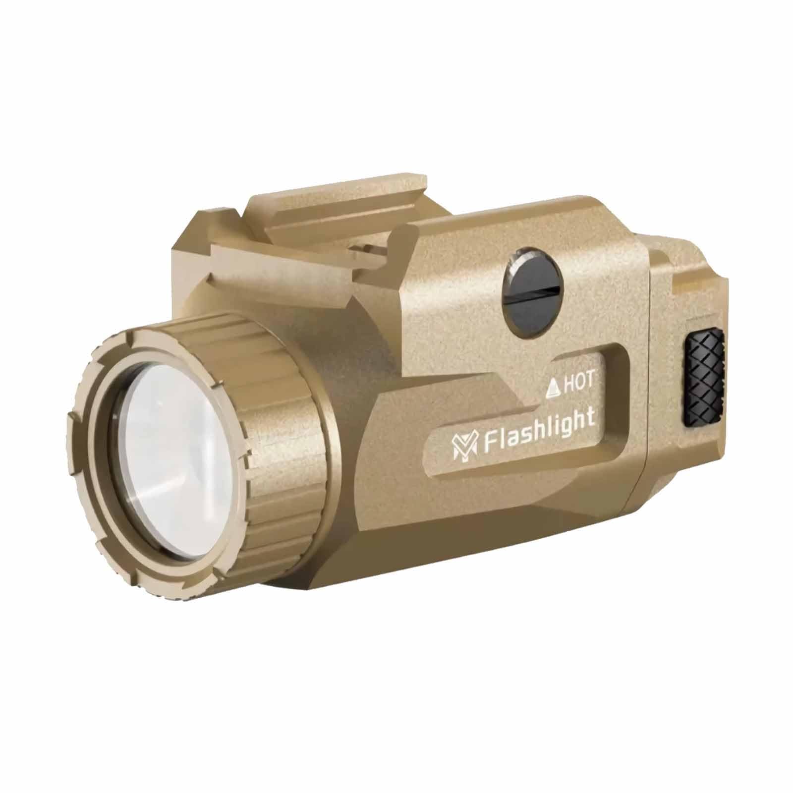 Lampe torche tactique universelle en métal 800 lumens, stroboscope LED monté sur rail avec support à rainure en T, compatible avec Picatinny(Brown)