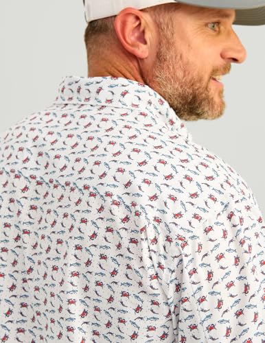 HUK - Men's Tide Point Pattern Short Sleeve Shirt, Fishing Button Down3