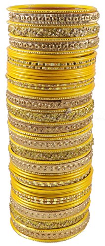 Image of NMII Non-Precious Metal with Base Metal Spreads with Zari Glossy Finished Premium Traditional Bridal Chuda Bangle set for Women and Girls