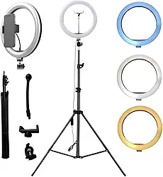 Kit Ring Light 12 Polegadas + Tripé Ajustável 2,1m Dimmer Iluminação Profissional Fotos Vídeos Lives Suporte Celular