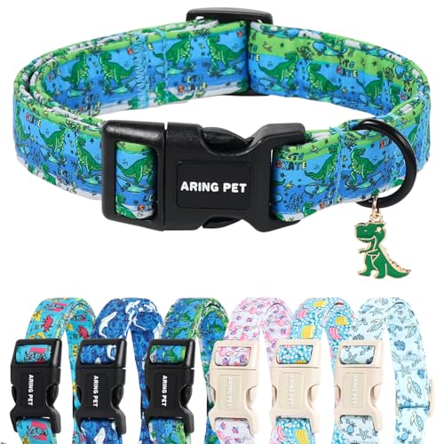 Image of ARING PET Boy Dog Collar for Puppy Small Medium Large Dog-Green Dinosaur L