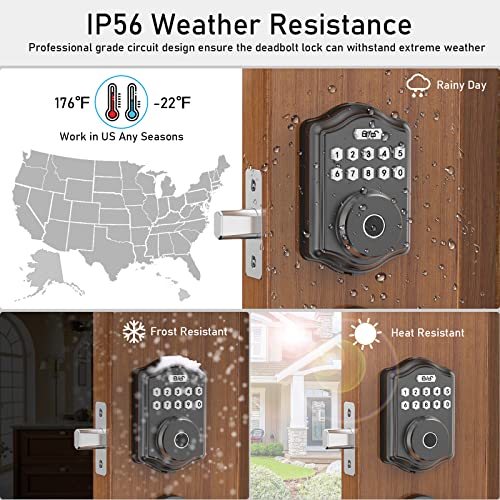 Smart Fingerprint Door Lock, Guarder Electronic Keyless Entry Door Lock With Fingerprint/Keypad Code/Key, 300 User Front Door Lock, Smart Deadbolt Ip66 Waterproof Easy To Install For Door Security #TOP2
