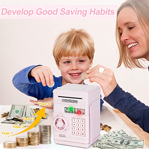 Image of Refasy Piggy Bank Cash Coin Can ATM Bank Electronic Coin Money Bank for Kids Age 3-12, Money Savings Box Mini ATM Coin Bank Toys Gifts for 3 4 5 6 7 8 9 10 11 12 Year Old Boys Girls