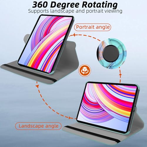 Image of TGK Rotating Flip Cover for Redmi Pad Pro 12.1 inch Case /Poco Pad 12.1 inch Tablet Printed Cases (Green Marble)