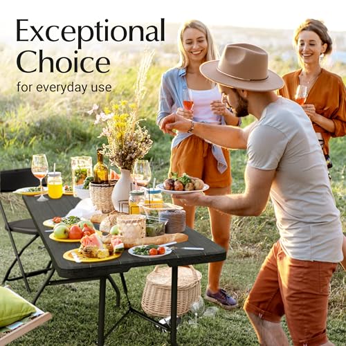6 Feet Foldable Table with Built in Handle & Steel Legs | 6FT Heavy Duty Folding Portable | Perfect for Party, Dining, Wedding, Events, Picnic Indoor, Outdoor, Camping, Utility, Folding - 6 Foot - Image 6