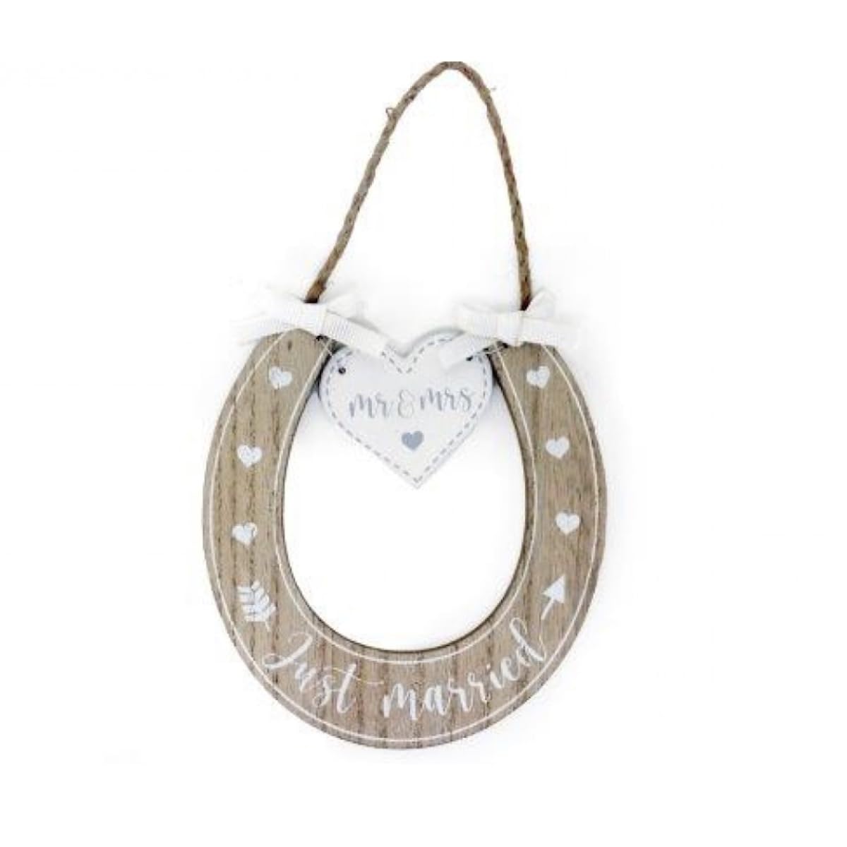 Sifcon International Mr And Mrs Just Married Wooden Horseshoe Decoration