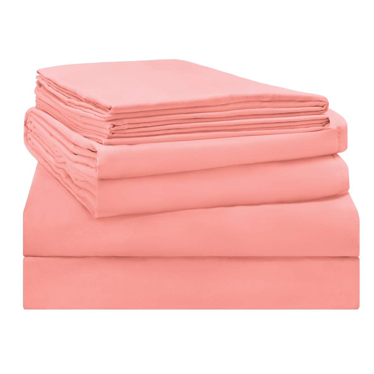 LUXURIOUS BEDDING 1000-Thread-Count 100% Egyptian Cotton Bed Sheets, 4-Pc Upto 18'' Deep Pocket (1 Fitted + 1 Flat + 2 pillowcase) Double Size(80x80in.),Pink