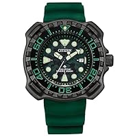 Citizen Relógio Esportivo Masculino Promaster Dive Super Titânio Eco-Drive, Pulseira de Poliuretano, Pulseira verde, mostrador verde, One Size, Eco-Drive Promaster Dive