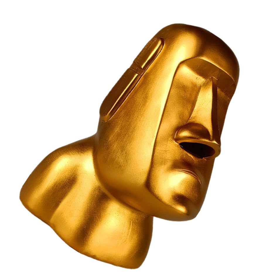 Boîte à mouchoirs en résine dorée statue Moai artisanale humoristique