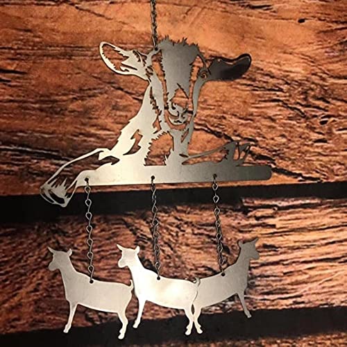 Kakeii Dachshund Wind Chimes for Outside Hanging Outdoor Decor, Bird Dog Metal Wind Chimes with 4 Metal Tubes, Handworks Windchime for Garden Yard Patio Lawn Decorations (Goat)