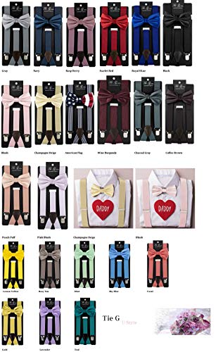 TIE G Solid Color Men's Suspender + Woven Bow Tie Set for Wedding : Vivid Color, Adjustable Brace, Strong Enhanced Clip, Elastic Band (Royal Blue) - Thumbnail 7