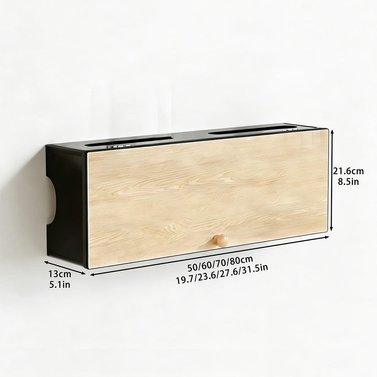 Porta Modem da Parete - Scatola Porta Router con Gestione Cavi e Segnale Compatibile per Router WiFi, Modem, Decoder TV, Decor Casa(B,50cm/19.7in)