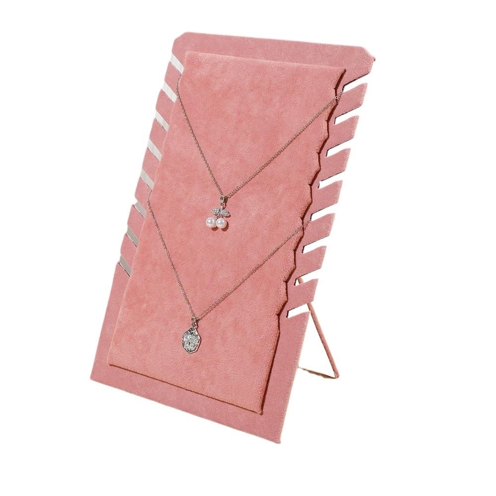 CJHFR472SG Jewelry Organizer Stands Velvet Necklace Display Stand with T-Bar for Necklaces Pendants Boutique Showcase Jewelry Display Stand(Pink)
