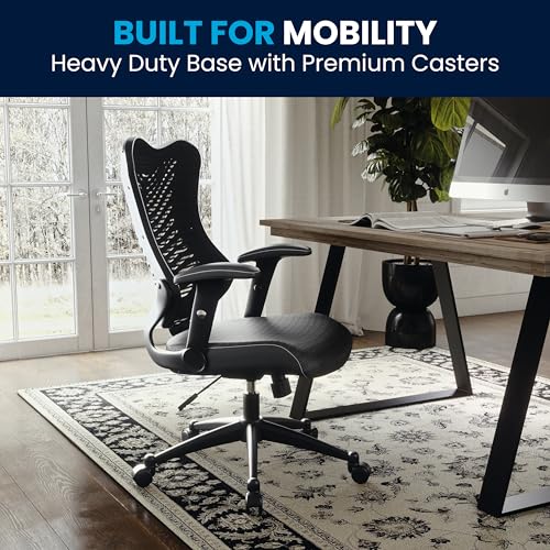 Sedia ergonomica da ufficio, con schienale di supporto a rete, schienale alto, seduta regolabile in altezza e leva di blocco dell’inclinazione, nero, 63,5 x 65,41 x 108,59 cm - Sedia gaming - Immagine 6