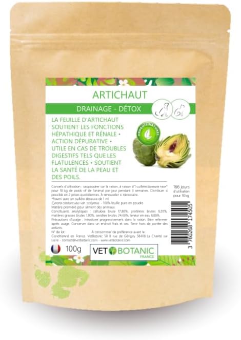 Artichoke Powder, Detox Drainage Dogs and Cats, 100 g,