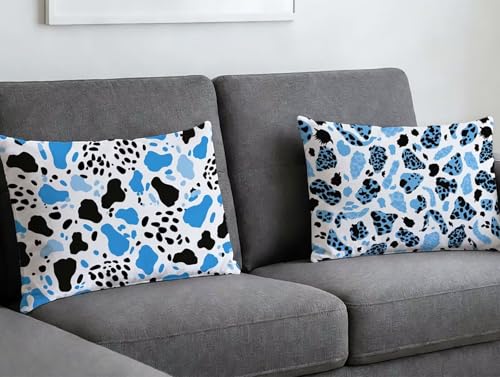 Velours coussin imprimé léopard bleu 40x80 cm double face de qualité supérieure