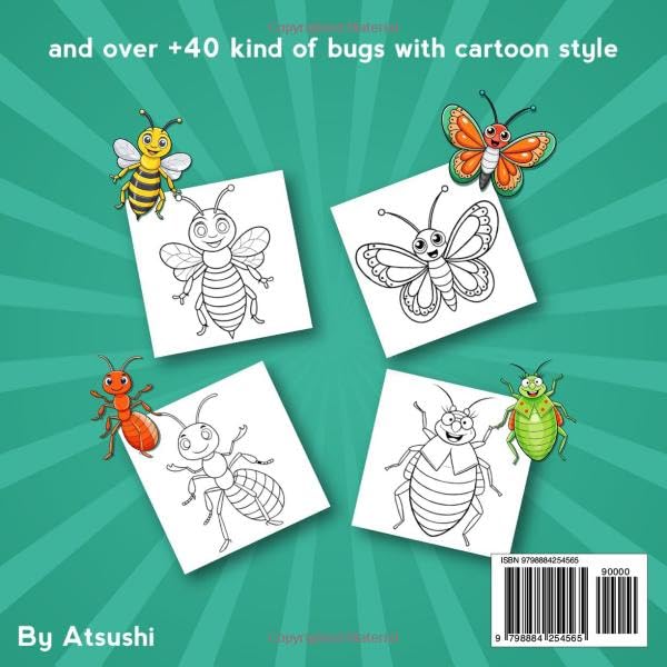 Bugs Coloring Book For Kids: +40 Species of Bugs / Simple and Easy Bold Drawing for Kids, Toddlers (2-10) and Adults - Image 2
