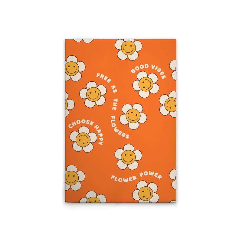 Toile fleurs rétro multicolores orange jaune 60 x 90 cm DD132748