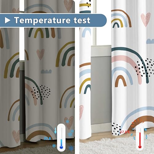 Image of Blackout Rainbow Curtains for Kids Nursery Curtain, C2, 52 inch x 63 inch, 2 Panels
