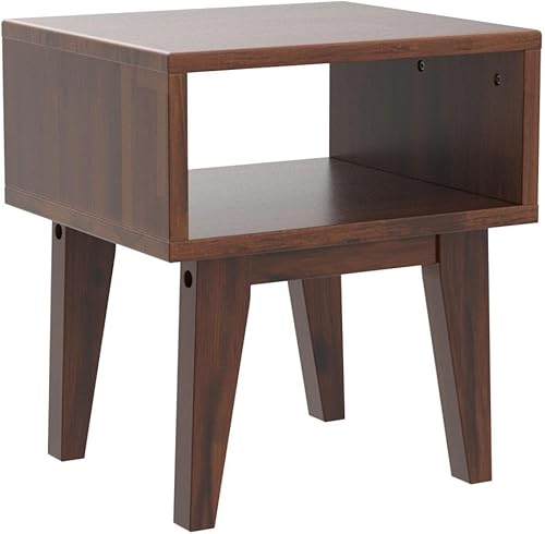Miniatura 4 de Acacia Serena - Mesita de noche, mesa auxiliar de madera maciza para dormitorio, sala de estar, dormitorio universitario (chocolate)