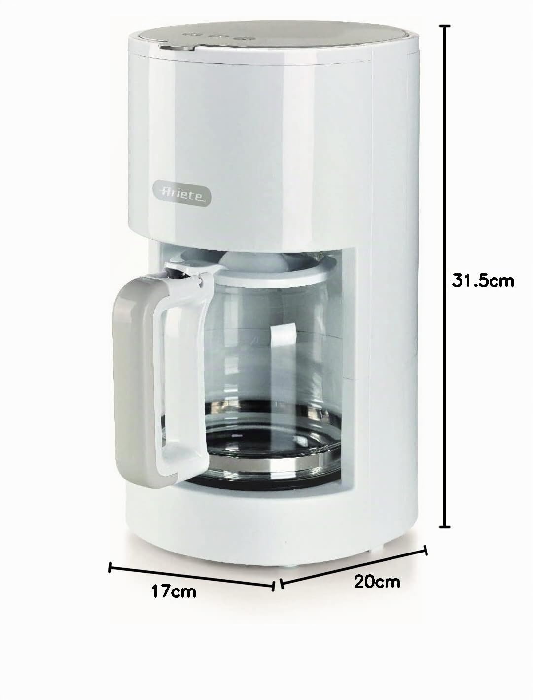 Ariete Breakfast 1395 Cafetera de filtro, cafetera para café Americano, hasta 12 tazas, indicador de nivel de agua, placa calefactable, filtro lavable y soporte de filtro, protección antigoteo, color