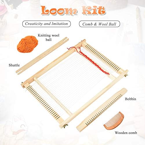 Weaving Loom Kit Wooden Warp Loom Hand Knitting Loom Tapestry Hand-Knitted Machine DIY Woven Set for Beginners and Children