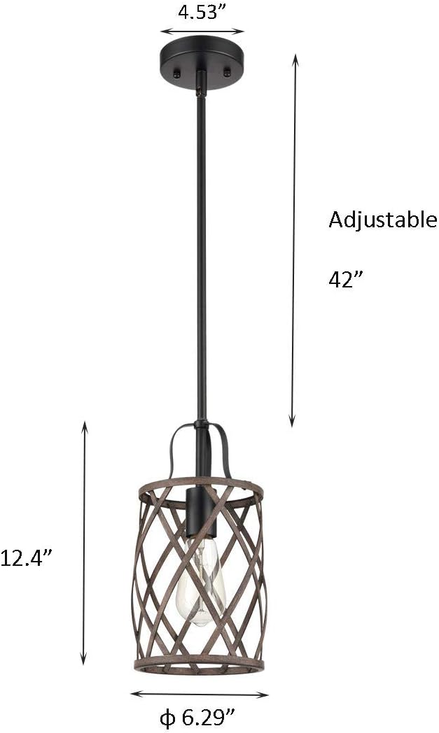 Blасk Frіdау 🔥 Farmhouse Pendant Lighting for Kitchen Island,Metal Cage Hanging Chandeliers in Wood Finish Nеw Prоduсt Farmhouse Pendant Lighting for Kitchen Island,Metal Cage Hanging Chandeliers in Wood Finish