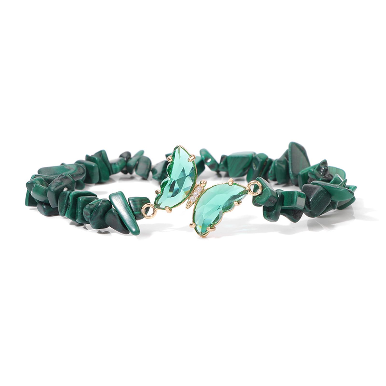 Braccialetto in Pietra Naturale Bracciale di Ghiaia Farfalla Perle di Ghiaia Irregolari Bracciale in Perline-B-Un