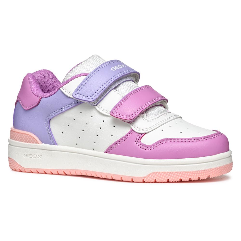 Geox Washiba Breathable Trainers With Touch 'N' Close Fastening White/Pink Size 38 (5) Kids